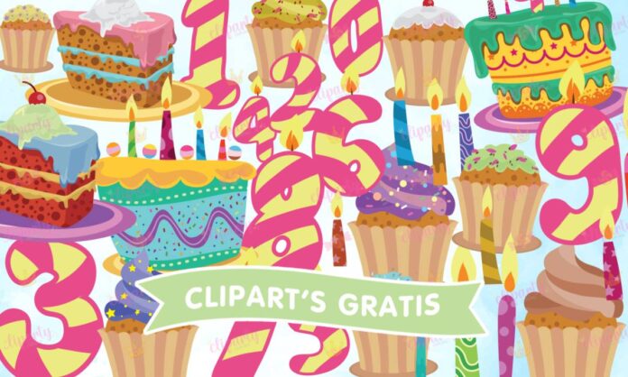 Cliparts, Cumpleanos, pasteles, velas, numeros