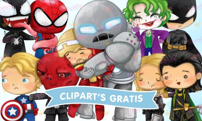 Cliparts, Infantil, ninos, superheroes y villanos, marvel