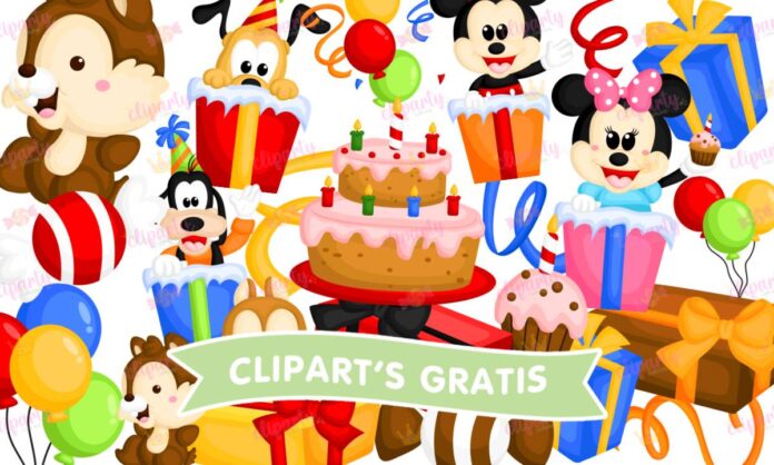 Cliparts, Infantil, ninos, cumpleanos, mickey mouse