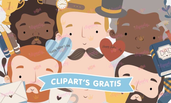 Cliparts, Papa, corbatas, bigotes, corazones