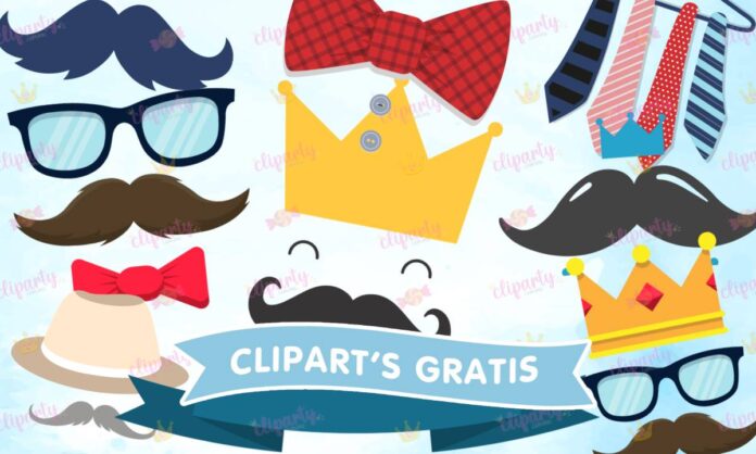 Cliparts, Papa, corbatas, bigotes, monos, papeles