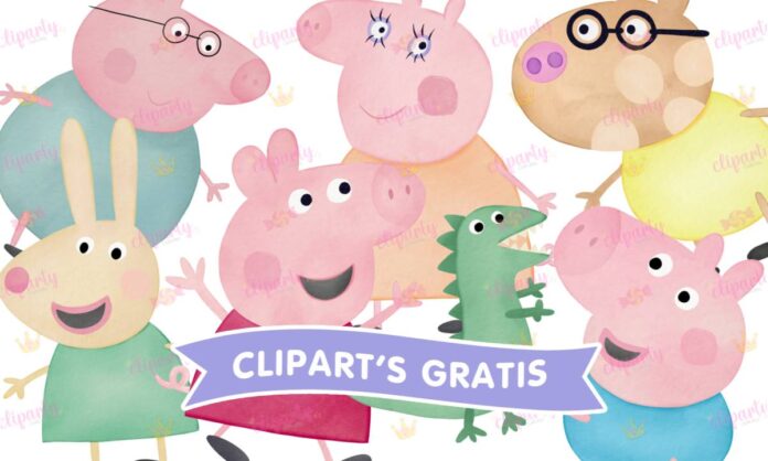 Cliparts, caricaturas, pepa pig, familia, hermanos