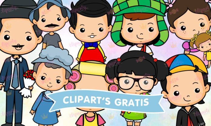 Cliparts, series, personajes, amistad, chavo, ninos, papeles