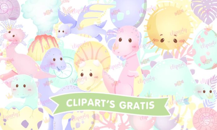 Cliparts, Animales, Dinosaurios, bebes, huevos, caracoles