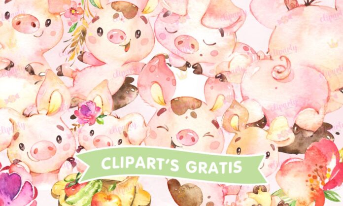 Cliparts, Animales Granja, puerquita, cute, floral