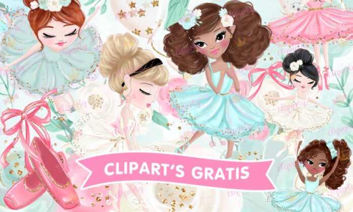 Cliparts, Infantil, ninas, bailarinas, floral, glitters