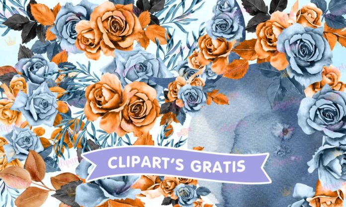 Cliparts, Florales, lunas, rosas, ramos