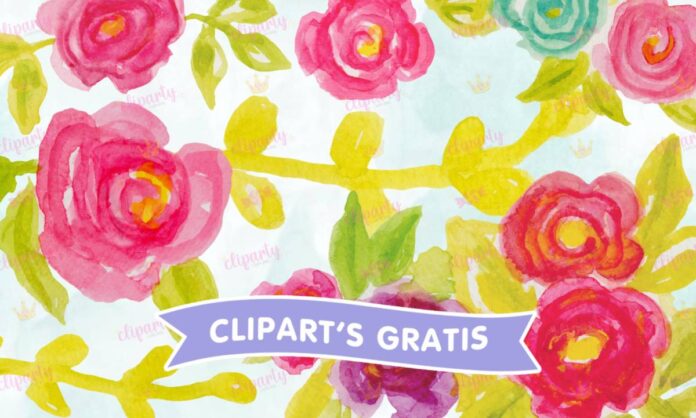 Cliparts, Florales, rosas, ramos hojas, vintage