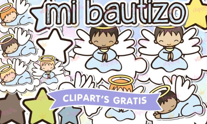 Cliparts, Bautizo, ninos, angelitos, estrellas, papeles