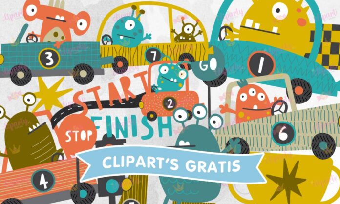 Cliparts, Extraterrestres, carros, carretera, senaletica, papeles