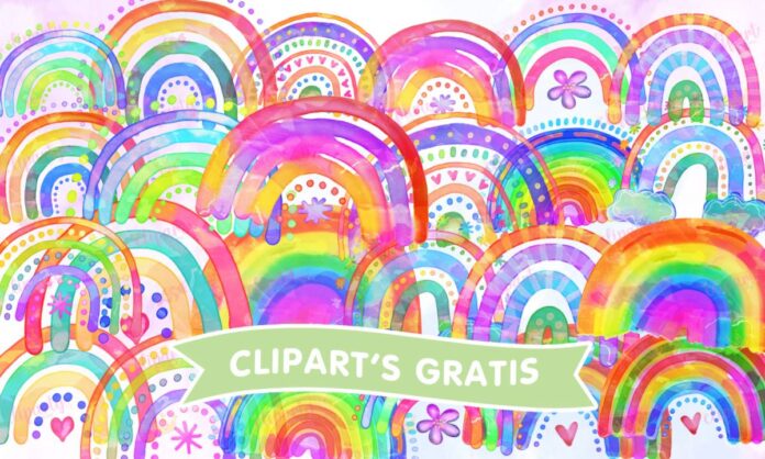 Cliparts, Arcoiris, acuarelas, colores