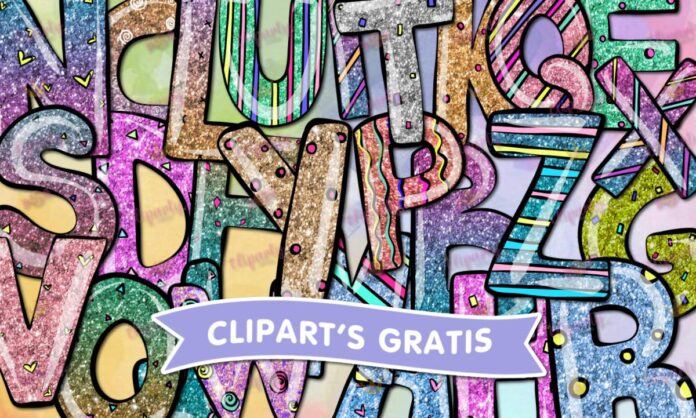 Cliparts, Abecedario, Glitter, Escolar