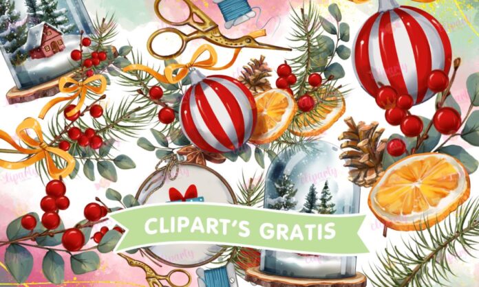 Cliparts, Navidad, objetos, esferas, ornamentas, tijeras