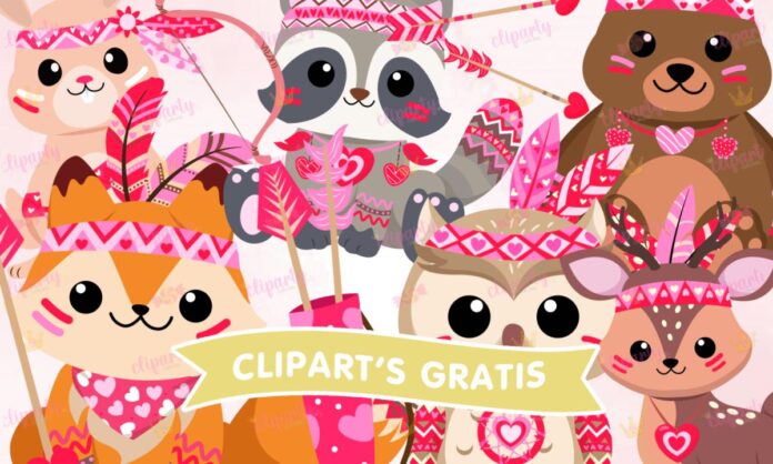 Cliparts, Amor y Amistad, animales, flechas, corazones