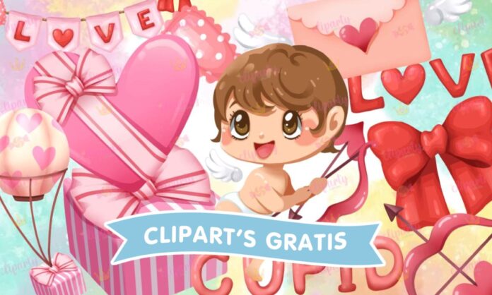 Cliparts, Amor y Amistad, cupido, globos, regalos