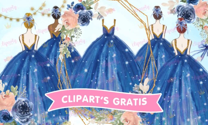 Cliparts, XV Anos, chicas, flores, vestido, ornamenta