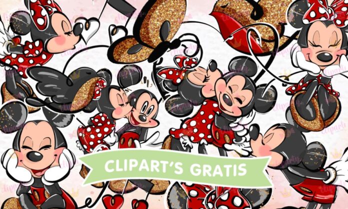 Cliparts, Amor y Amistad, mickey and minnie, glitter