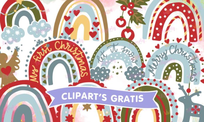 Cliparts, Navidad, arcoiris, ornamentas