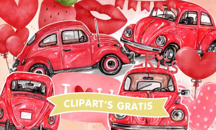 Cliparts, Amor y Amistad, vochos, corazones, globos