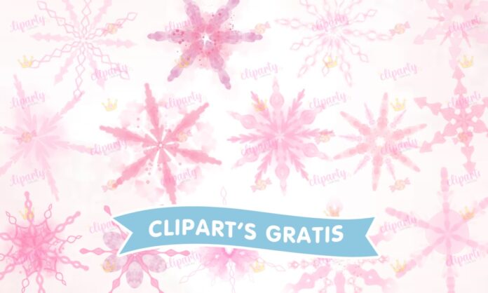 Cliparts, Navidad, objetos, copos de nieve, rosas, watercolor