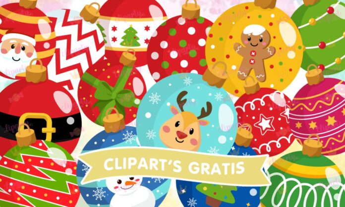 Cliparts, Navidad, esferas, colores, ornamentas