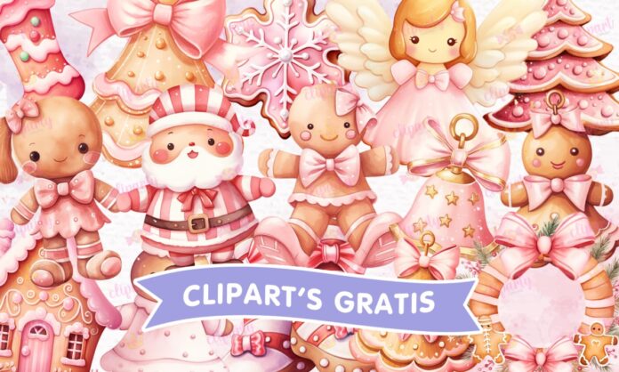 Cliparts, Navidad, galletas, casas, campanas, watercolor