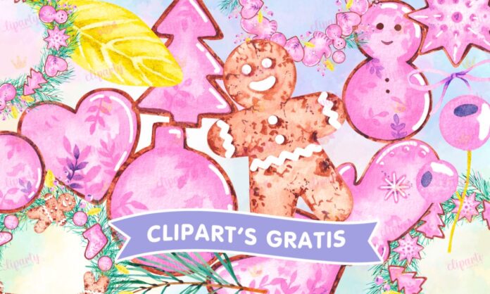 Cliparts, Navidad, galletas, ornamentas, floral, watercolor