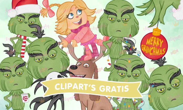 Cliparts, Navidad, pelicula, personajes, grinch, verde