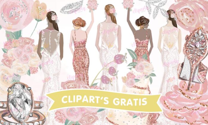 Cliparts, Boda, novia, zapatilla, floral, glitter