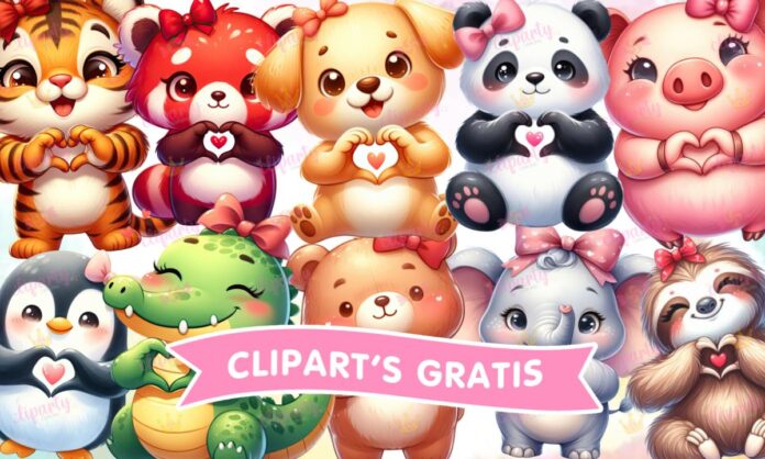 Cliparts, Amor y Amistad, animales, corazon