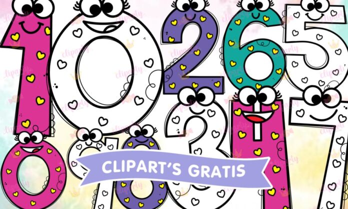 Cliparts, numeros, sin colorear, colores