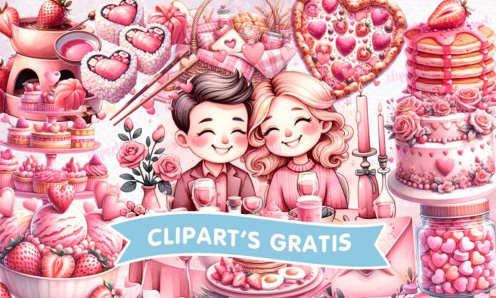 Cliparts, Amor y Amistad, comida, dulces, pareja