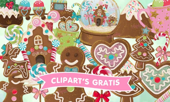 Cliparts, Navidad, galletas, dulces, tazas, glitter