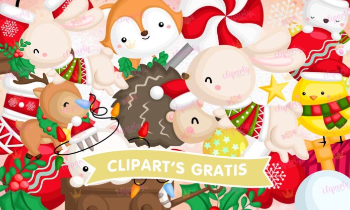 Cliparts, Navidad, animales, esferas, regalos, dulces