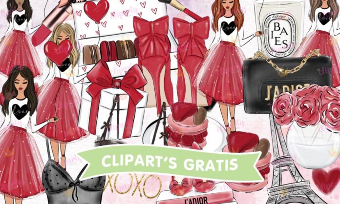 Cliparts, Amor y Amistad, chicas, zapatos, ropa, regalos