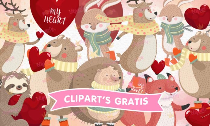 Cliparts, Amor y Amistad, animales, osos, venados, corazones