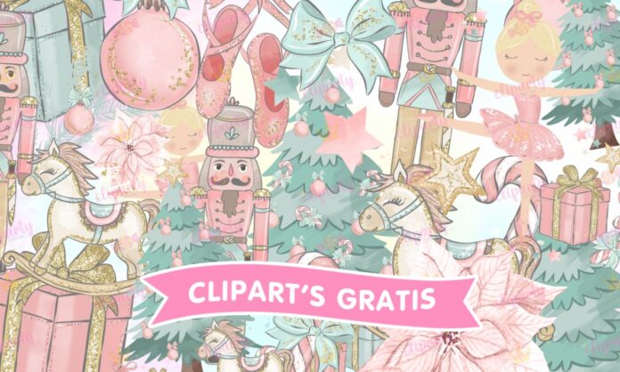 Cliparts, Navidad, casca nueces, pinos, bailarina, regalos