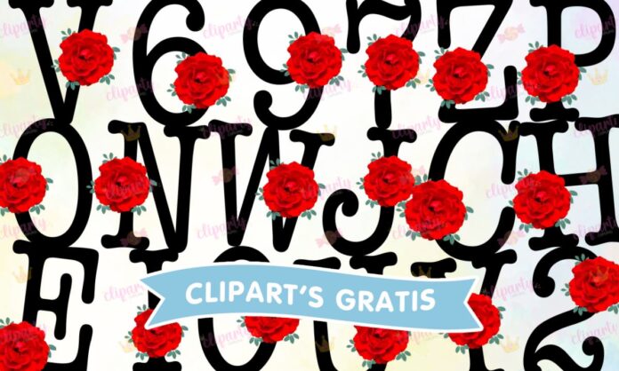 Cliparts, Abecedario, numeros, rosas, floral