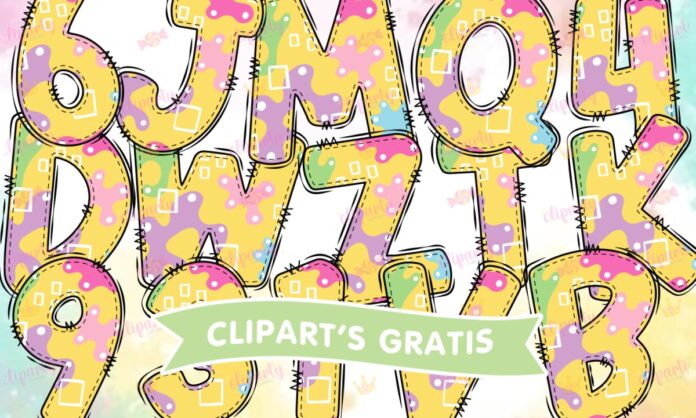 Cliparts, Abecedario y numeros, manchas de colores