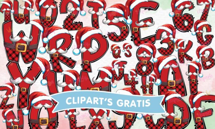 Cliparts, Navidad, abecedario, numeros, bigotes, gorro