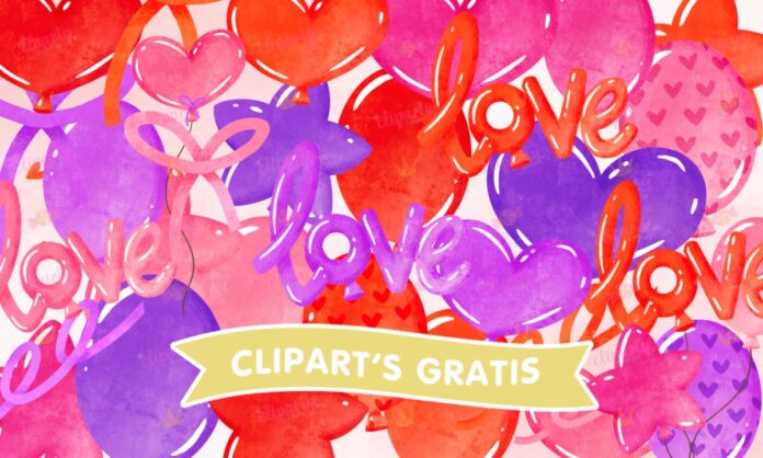 Cliparts, Amor y Amistad, globos, colores, watercolor