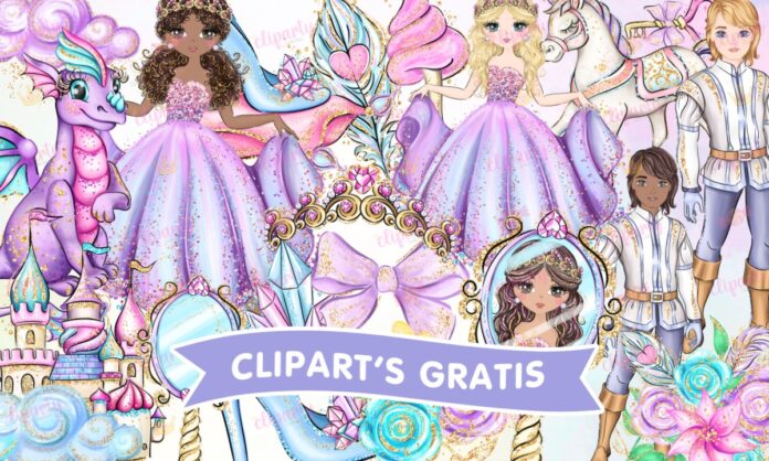 Cliparts, Ninas, princesa, zapatillas, carruaje, glitter