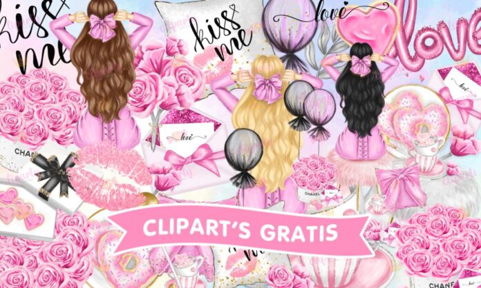 Cliparts, Amor y Amistad, chicas, rosas, corazones