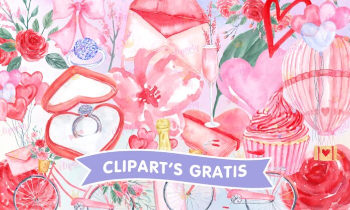 Cliparts, Amor y Amistad, rosas, bicicletas, watercolor