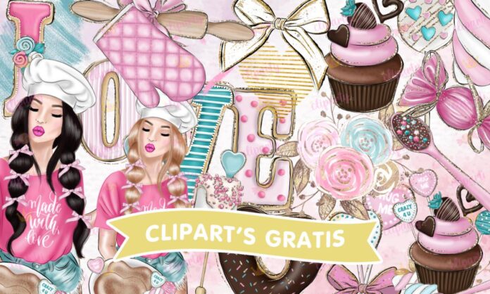 Cliparts, Amor y amistad, profesiones, repostera, pasteles