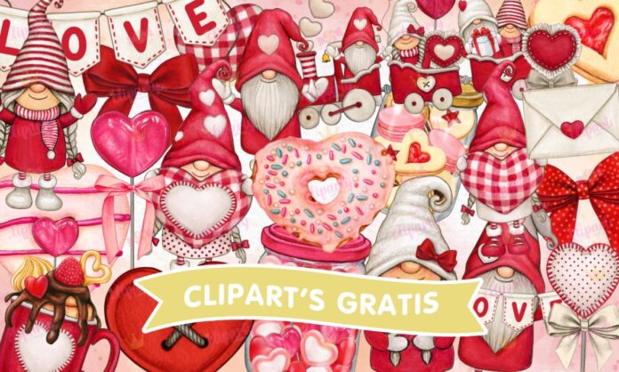 Cliparts, Amor y Amistad, duendes, corazones, globos