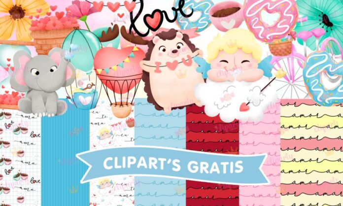 Cliparts, Amor y Amistad, cupido, globos, frases, papeles