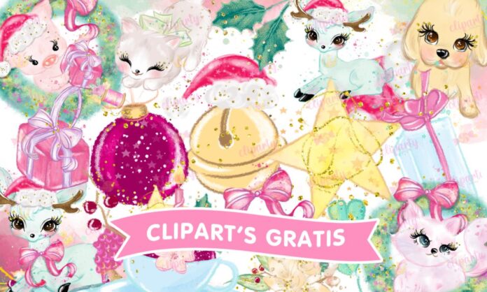 Cliparts, Navidad, animales, ornamentas, esferas, glitter