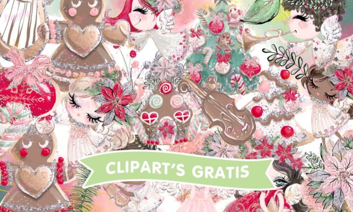 Cliparts, Navidad, angeles, galletas, pinos, esferas