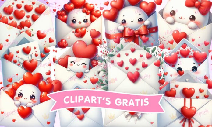 Cliparts, Amor y Amistad, Objetos, cartas, corazones